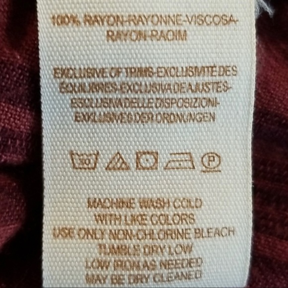 Free People size medium ombré button up maroon & orange striped short sleeve top - Picture 9 of 14